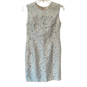 Rena Rowan Women's Shift Dress Sz 6 Sage Green Floral Linen Sleeveless Lined